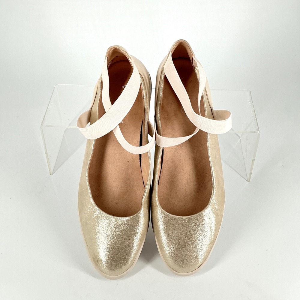 Vionic Size 9 Gold Leather Elastic Ankle Strap Wedge Sneakers NEW Ellery‎ $116 - Picture 6 of 12